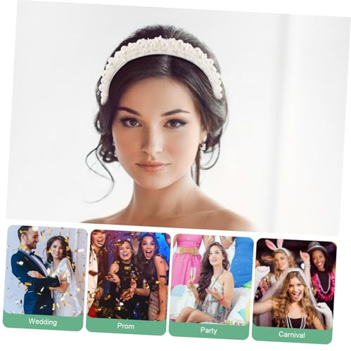 LABRIMP Braut Stirnband mit Kunstperlen Breites Haarband im Französischen Stil für Hochzeiten Eleganter Haarschmuck für Brautmode für Fotoshootings und Besondere Anlässe von LABRIMP