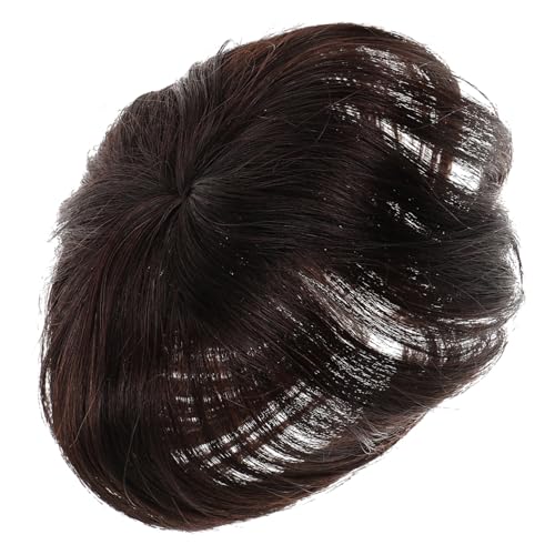 LABRIMP Dünnes Haar Haarteil für Frauen Gerades Echthaar Topper zur Abdeckung von Grauen Haaren Leichte Atmungsaktive Perücke mit Unsichtbarem Clip Einfach zu Tragen und Sicher Tiefbraun von LABRIMP