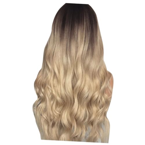 LABRIMP Farbverlauf Langhaar Perücke Damen Mittellang Blunt Bangs Modisch Natürliches Tragegefühl Atmungsaktiv Komfortabel Für Alltag Party Kostüm von LABRIMP