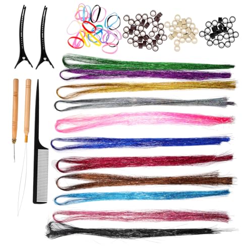 LABRIMP Glitzernde Haarsträhnen Extensions Farben Modische DIY Haar Tinsel Schimmernde Bunte Haarverlängerung für Frauen Schonend mit Teiligem Werkzeugset und Anleitung LABRIMP Glitzernde Haarsträhnen Extensions Farben Modische DIY Haar Tinsel Schimmernde Bunte Haarverlängerung für Frauen Schonend mit Teiligem Werkzeugset und Anleitung von LABRIMP