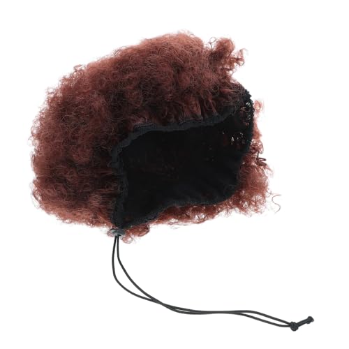LABRIMP Große Afro Lockige Perücke Damen Braun Kurze Flauschige Synthetische Langhaarige Cosplay Party Halloween Modische Afro Haarteil von LABRIMP