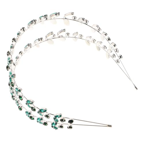 LABRIMP Grüner funkelnder Haarreif Hochzeit Haarschmuck mit Doppellagigem Strassblatt Braut Haarkranz Elegant Komfortabel für Frauen Mädchen von LABRIMP