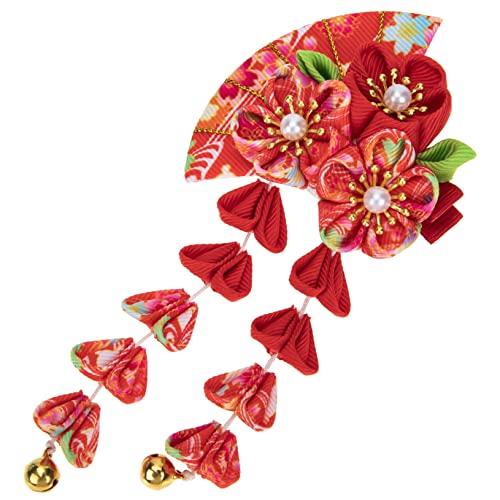 LABRIMP Japanischer Haarklammer Fächerform mit Langen Tasseln Mädchen Haarschmuck für Kostüm Haarspange Traditionelle Haarnadel für Hochzeit Party und Alltag von LABRIMP