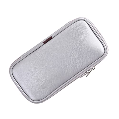 LABRIMP PU Leder Kosmetik Pinsel Beutel Tragbare Make Up Pinsel Organizer mit Reißverschluss Leicht und Geräumig für Zuhause und Reisen Silber von LABRIMP