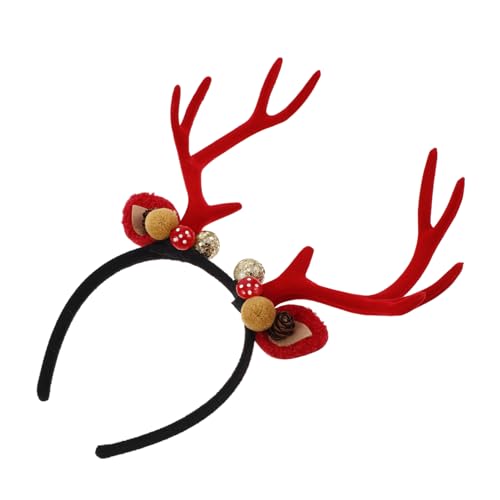LABRIMP Rentiergeweih Stirnband Mit Tannenzapfenanhängern Haarreifen Für Weihnachtsfeiern Kopfreifen Hirschohren Party-stirnband Für Erwachsene von LABRIMP