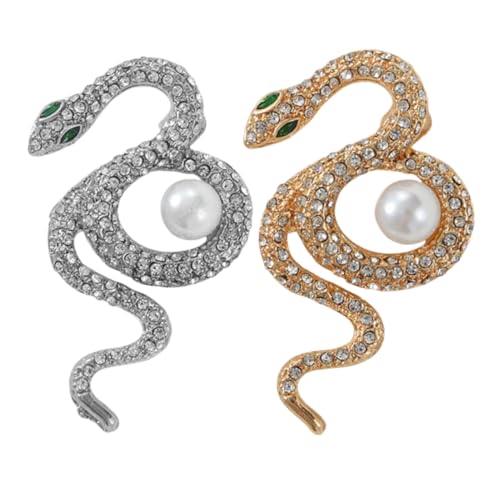 LABRIMP 2stücke Schlangen Brosche Mit Strasssteinen Dekorative Metallanstecknadel Für Kleidung Schlangenbrosche Für Pullover Und Anzüge Schmuck Für Frauen Und Mädchen von LABRIMP
