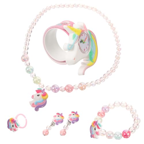 LABRIMP Unicorn Schmuckset für Mädchen Silikon Armband Halskette Ring Ohrringe und Slap uhr Bunte Einhorn designs Sicher Langlebig und Praktisch von LABRIMP