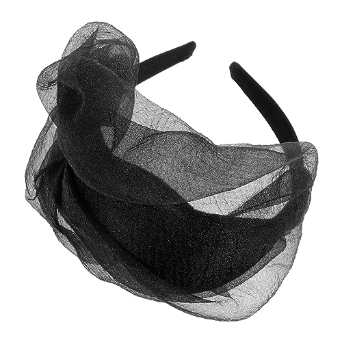 LABRIMP Vintage Gauze Fascinator Haarschmuck für Damen Diadem mit Breitem Tüll Bequemes Stirnband für Abendparty Hochzeit und Festliche Anlässe Klassisches Mode Accessoire in Schwarz von LABRIMP