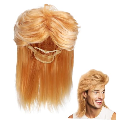 LABRIMP Vintage Herren Perücke Jahre Retro Stil Synthetische Goldblonde Masquerade Rocker Wig für Kostümparty Halloween Bequem Pflegeleicht Authentisches Retro-design von LABRIMP
