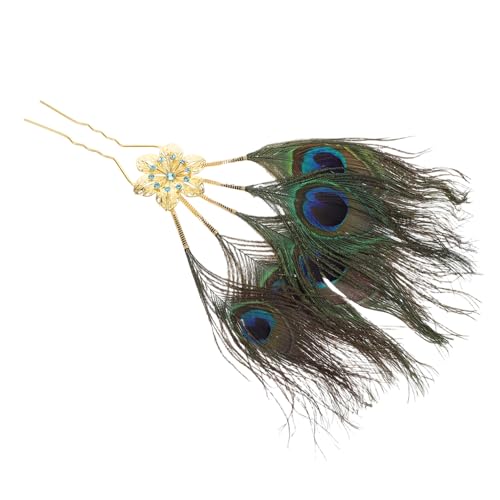 LABRIMP Vintage Pfauenfeder Haarnadel Damen Ethno Haarstäbchen Haarschmuck Hochzeit Festliche Frisuren Bühnenauftritte von LABRIMP