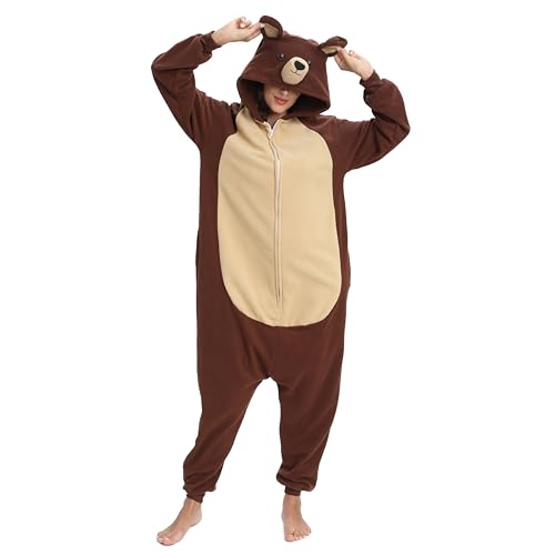 LABULA Onesie Tier Erwachsene Unisex Tieroutfit Cosplay Pyjamas Karneval kostüm,Braunbär,S von LABULA