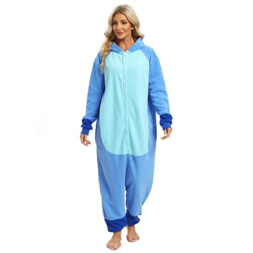 LABULA Onesie Tier Erwachsene Unisex Tieroutfit Cosplay Pyjamas Karneval kostüm,Stitch-blau,XL von LABULA