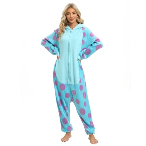 LABULA Onesie tierkostüme Damen Herren Pyjama Animal Halloween Schlafanzug Cosplay Jumpsuit Karneval Einteiler,Sully,M von LABULA