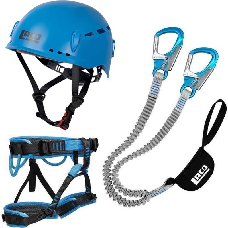 Klettersteig Komplettset LACD Pro Evo 3.0 + LACD Start Gurt + LACD Protector Helm blue S von LACD