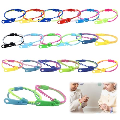 20 Stück Bunte Reißverschluss Armbänder Kinder Zip Freundschaftsarmbänder Sensorisches Armband Zappeln Stressabbau Spielzeug für Partys Zeit zu töten,anti stress armband kinder von LACHT