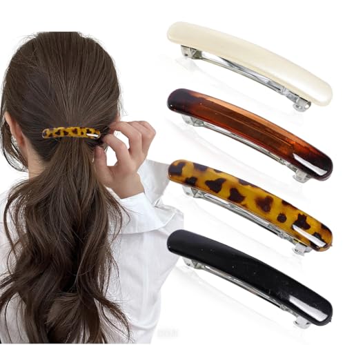 4 Stück Französische Haarspange Damen Groß Dickes Dünnes Haar Patentspange Groß Automatische Haarspangen Gross Dickes Haar,Haarspangen Damen Dünnes Haar,Automatische Haarspangen Vintage von LACHT