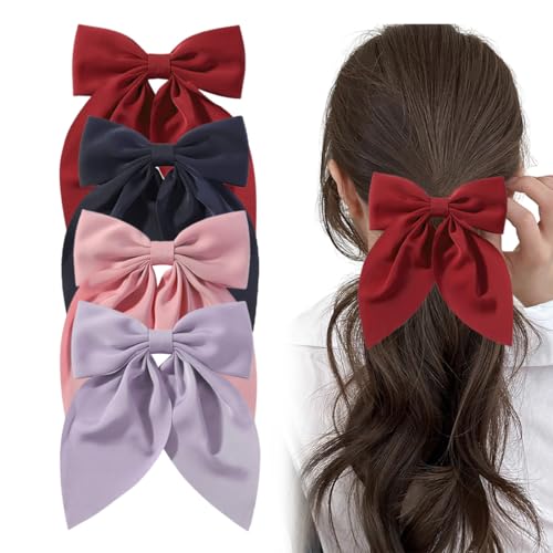 4 Stück Haarschleife Damen Haarspangen mit Schleife Groß Haarschleifen Clip Französischer Haarklammer für Frauen Mädchen,haarschleife,Haarschleifen Clips,Haarspangen Accessoires für Mädchen Frauen von LACHT