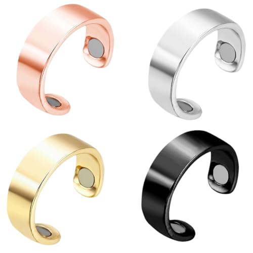 4 Stück Kupfer Magnetringe für Frauen Männer,Magnetring aus für Männer und Frauen,starke Magnete lindern wirksam Arthritis und Migräne, Magnetschmuck hat eine schlankmachende Wirkung von LACHT