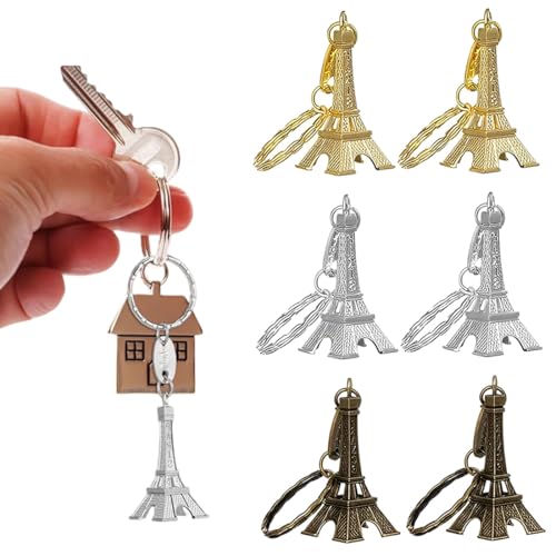 6 Stück Eiffelturm Schlüsselanhänger Retro Paris Schlüsselanhänger Französische Souvenirs Mini Anhänger Eiffelturm Modell Schlüsselhalter für Taschen Geldbörse Partygeschenke von LACHT