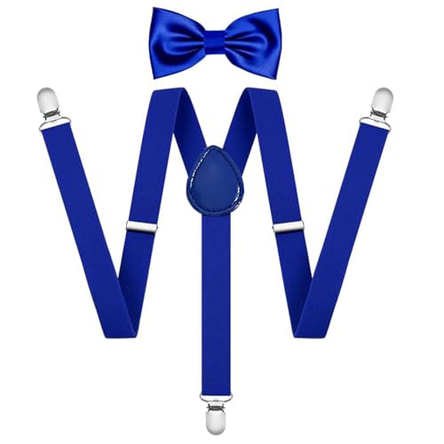 Hosenträger Breit mit Fliege im Set, Hosenträger Verstellbares Hosenträger mit Fliege für Herren mit Sehr Starken 3 Metallklammern, Einheitsgröße für Männer und Frauen,fliege,fliege herren von LACHT
