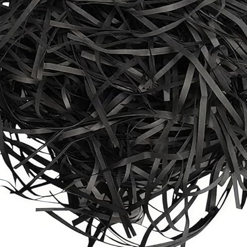 LACHT 100g Raffia Hamper Shreds, Geschreddertes Seidenpapier Füllmaterial, Geschenkfüllung Papierschnitzel für DIY Party Füllung und Geschenkverpackung für Geschenkbox Dekorations (Schwarz) von LACHT