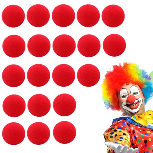 LACHT 20 Stück Clownsnasen Aus Schaumstoff,Clownsnasen Rot,Clownsnase,Clown Nase,Clownnasen Rot,Falsche Nasen In Rot,Clown-Nase,Schaumstoff Nase,für Fasching, Karneval oder andere Mottopartys(Ø 5cm) von LACHT
