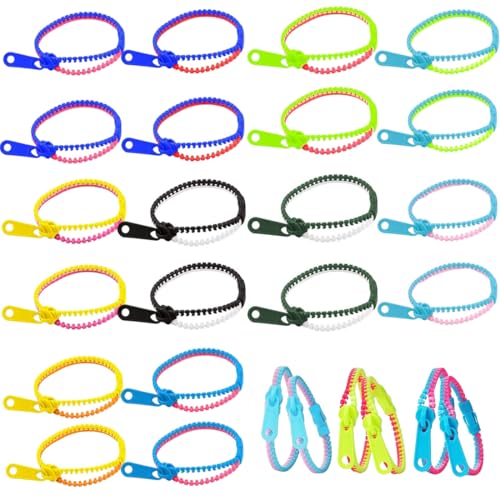 LACHT 20 Zippers Bracelet Set Sensory Toys Stress Relief and Friendship Bracelets for Kids Fashion Jewelry and Perfect Birthday Party Gifts,motivationsarmbänder kinder(Mixed Color） von LACHT