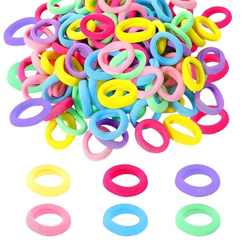 LACHT 300 Stück Haargummi Mädchen, 3cm Bunte Zopfgummis Pferdeschwanz Haarband Elastische Haar Gummiband für Weihnachten Geschenke Baby Kinder Mädchen von LACHT