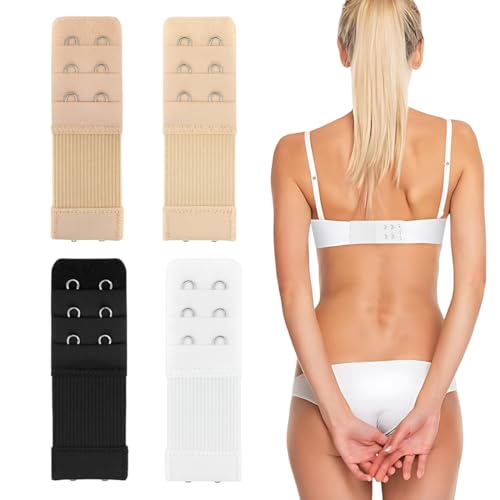LACHT 4 Stück Damen BH-Verlängerer 2 Haken 2 Reihen Stretch Unterwäsche Verlängerungsschnalle Verlängerungsgurt Schwangerschafts Zubehör von LACHT
