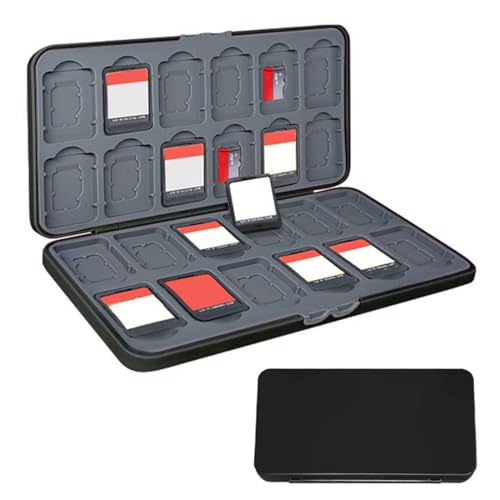 LACHT Aufbewahrungsbox für Switch Spielkarten Kompatibel Nintendo Switch OLED Modell/Switch Lite,24 in 1 Game Card Genrics Speicherkarten Spiele Tasche Organizer für Switch Spielkarte - Schwarz von LACHT