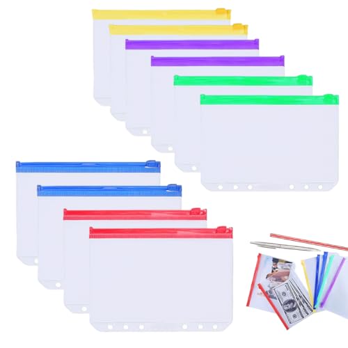 LACHT Klarsichthüllen A6,10 Stück A6 Binder Taschen, Klarsichthüllen A6 Ringbuch Budget Planner Deutsch Zubehör Loseblatt Taschen für Geldscheine Aufbewahrung Notizbücher Dokumente von LACHT