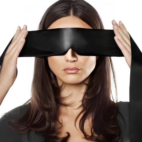 LACHT Satin-Augenmaske, Weiche Augenbinde Schlafmaske Verstellbar Verdunkelungs-Augenschutz Reise-Augenmaske für Frauen Männer Nachtschlaf Reise Nickerchen Meditation(Schwarz) von LACHT