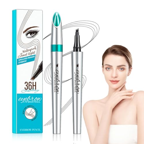 Magischer Augenbrauenstift mit 4 Mikrogabelspitzen,Augenbrauenstift, langlebiger wasserfester Augenbrauenstift und wischfester Augenbrauenstift, sorgt für natürlich aussehende, definierte Augenbrauen von LACHT