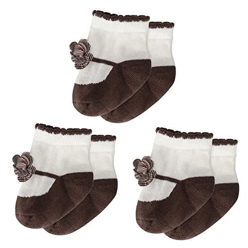 LACOFIA 3 Paare Baby Mädchen Prinzessin Socken Neugeborenes Baumwolle Blume Taufe Socken Kaffee 0-6 Monate von LACOFIA