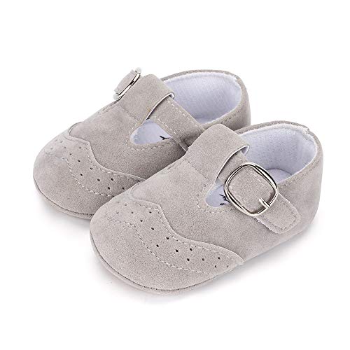 LACOFIA Baby Jungen Mädchen Klettverschluss Sneaker Kleinkind rutschfeste Lauflernschuhe Grau 12-18 Monate von LACOFIA