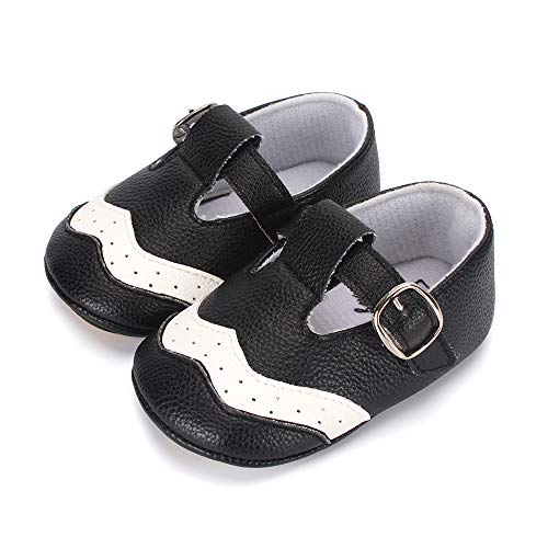 LACOFIA Baby Jungen Mädchen Klettverschluss Sneaker Kleinkind rutschfeste Lauflernschuhe Schwarz 3-6 Monate von LACOFIA