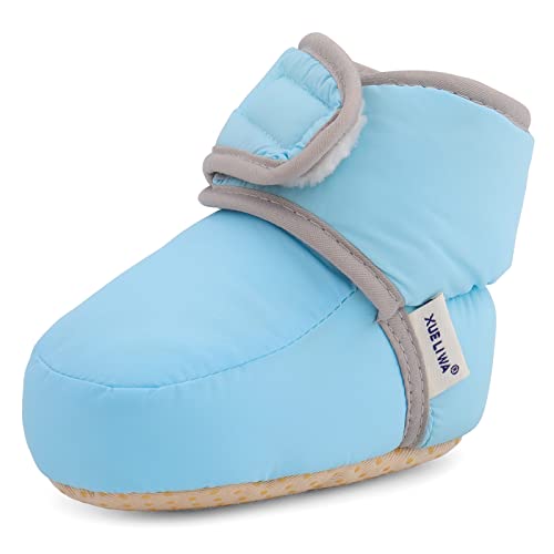 Lacofia Baby Jungen Mädchen Rutschfest Weiche Sohle Hausschuhe Stiefel Kleinkind Winter Warm Schuhe Blau 6-12 Monate von LACOFIA