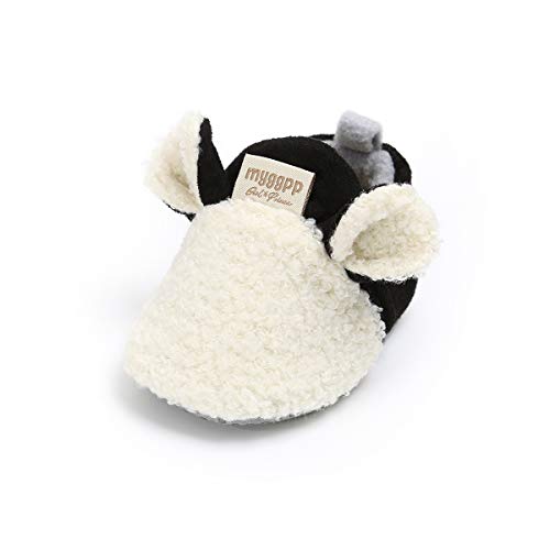 LACOFIA Baby Jungen Mädchen Warme Winterschuhe Kleinkind rutschfest Weiche Sohle Krabbelschuhe Weiß 12-18 Monate von LACOFIA