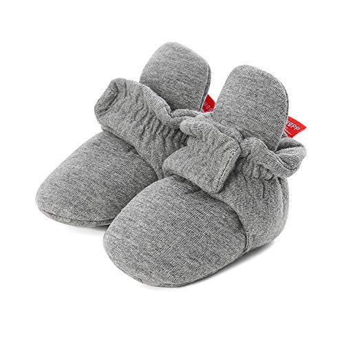 LACOFIA Baby Jungen Mädchen Winter Krabbelschuhe Baby rutschfest Weiche Sohle Slipper Stiefel Dunkelgrau 0-6 Monate von LACOFIA