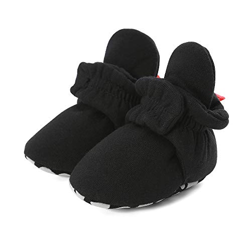 LACOFIA Baby Jungen Mädchen Winter Krabbelschuhe Baby rutschfest Weiche Sohle Slipper Stiefel Schwarz 0-6 Monate von LACOFIA