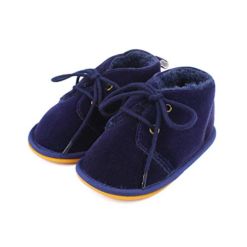 LACOFIA Baby Jungen Mädchen Winterschuhe Kleinkind Gummisohle Schnüren Winterstiefel Marine 6-12 Monate von LACOFIA