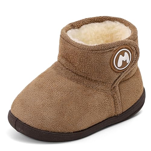 LACOFIA Baby Jungen Mädchen Winterstiefel Kleinkind rutschfeste Schneestiefel Kinder Warme Outdoor Gefütterte Winterschuhe mit Gummisohle Khaki 24 EU von LACOFIA