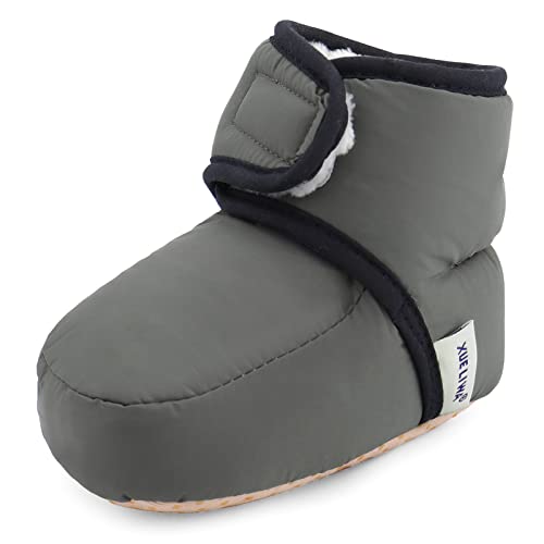 LACOFIA Baby Jungen Mädchen Rutschfest Weiche Sohle Hausschuhe Stiefel Kleinkind Winter Warm Schuhe Grau 0-6 Monate von LACOFIA