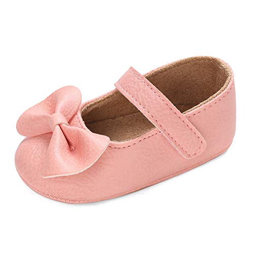 LACOFIA Baby Krabbelschuhe Kleinkind Mädchen rutschfest Bowknot Prinzessin Mary Jane Schuhe Rosa 12-18 Monate ( Hersteller Größe: 3) von LACOFIA