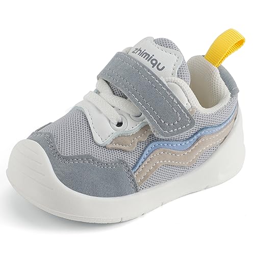 LACOFIA Baby Lauflernschuhe Jungen Erste Babyschuhe Kleinkind rutschfeste Gummisohle Sneaker Grau 17 EU(Etikett 15) von LACOFIA