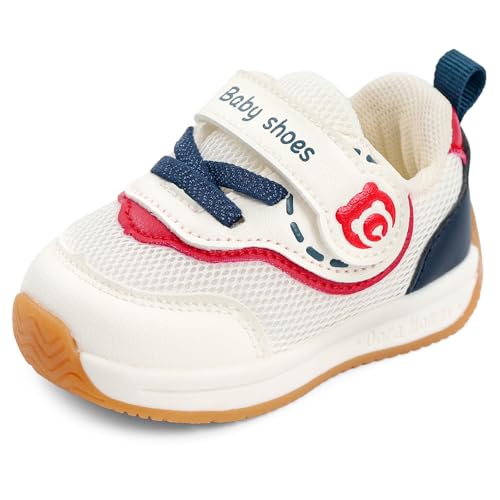 LACOFIA Baby Lauflernschuhe Jungen Erste Babyschuhe rutschfeste Gummisohle Kleinkind Atmungsaktiv Sneaker Marineblau 24 EU(Etikett 22) von LACOFIA