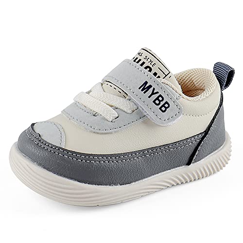 LACOFIA Baby Lauflernschuhe Jungen Krabbelschuhe Baby Erste Sneaker mit rutschfeste Gummisohle Grau 21(Etikett 19) von LACOFIA