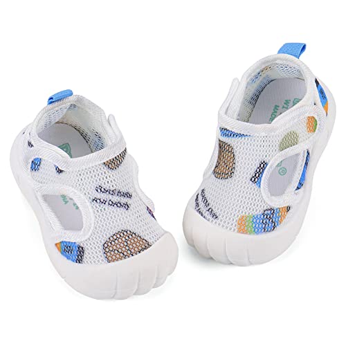 LACOFIA Baby Lauflernschuhe Unisex Erste Babyschuhe Kleinkind Mesh Sneaker rutschfeste Atmungsaktive Turnschuhe Blau 17(Etikett 15) von LACOFIA