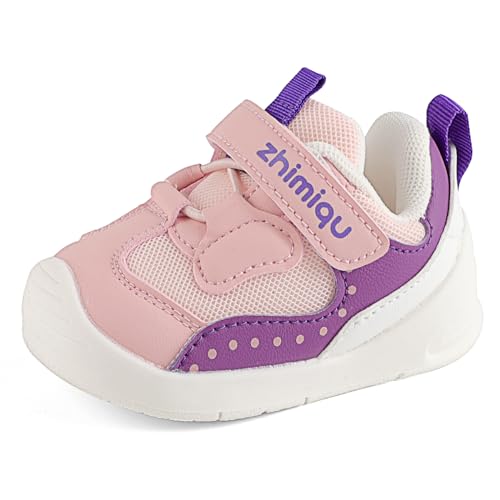 LACOFIA Baby Lauflernschuhe für Mädchen Erste Babyschuhe rutschfeste Gummisohle Kleinkind Sneaker Rosa 19 EU(Etikett 17) von LACOFIA