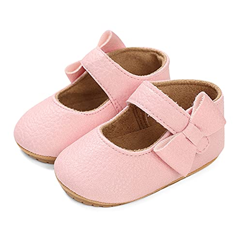 LACOFIA Baby Mädchen Ballerina Kleinkind Bowknot Prinzessin Mary Jane Taufschuhe Baby rutschfeste Lauflernschuhe Rosa 12-18 Monate von LACOFIA